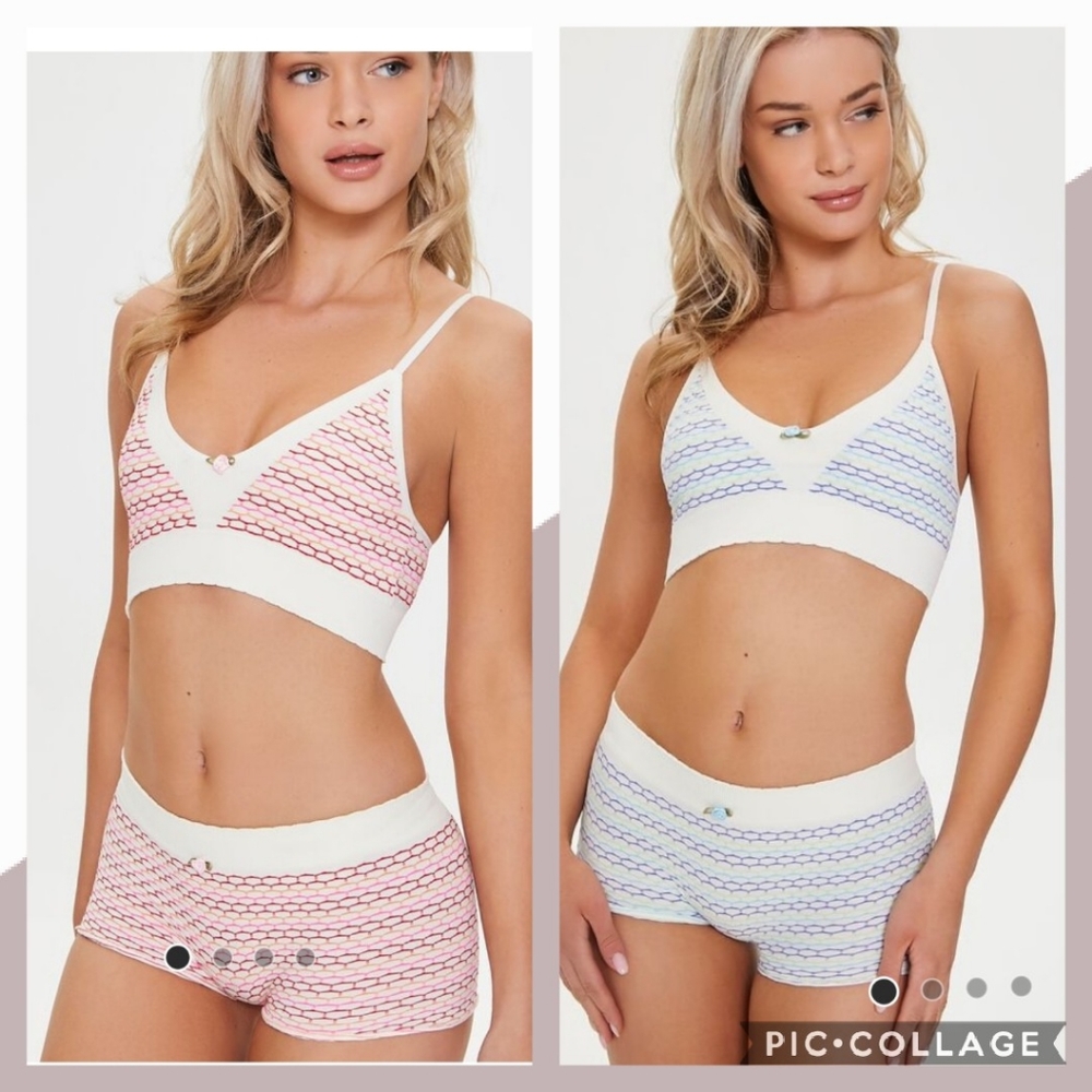 Abstract seamless bralette and boyshort panty set